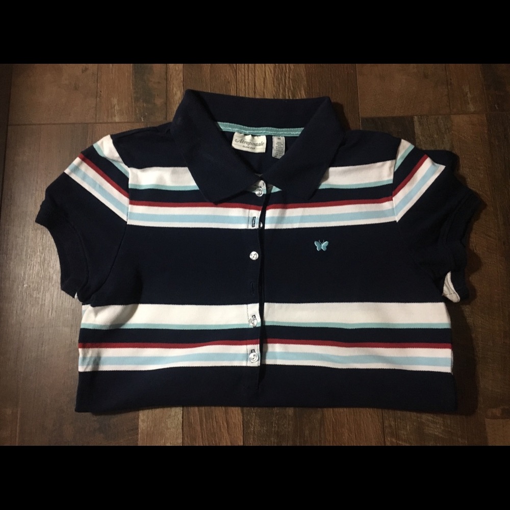 Navy Blue Striped Polo